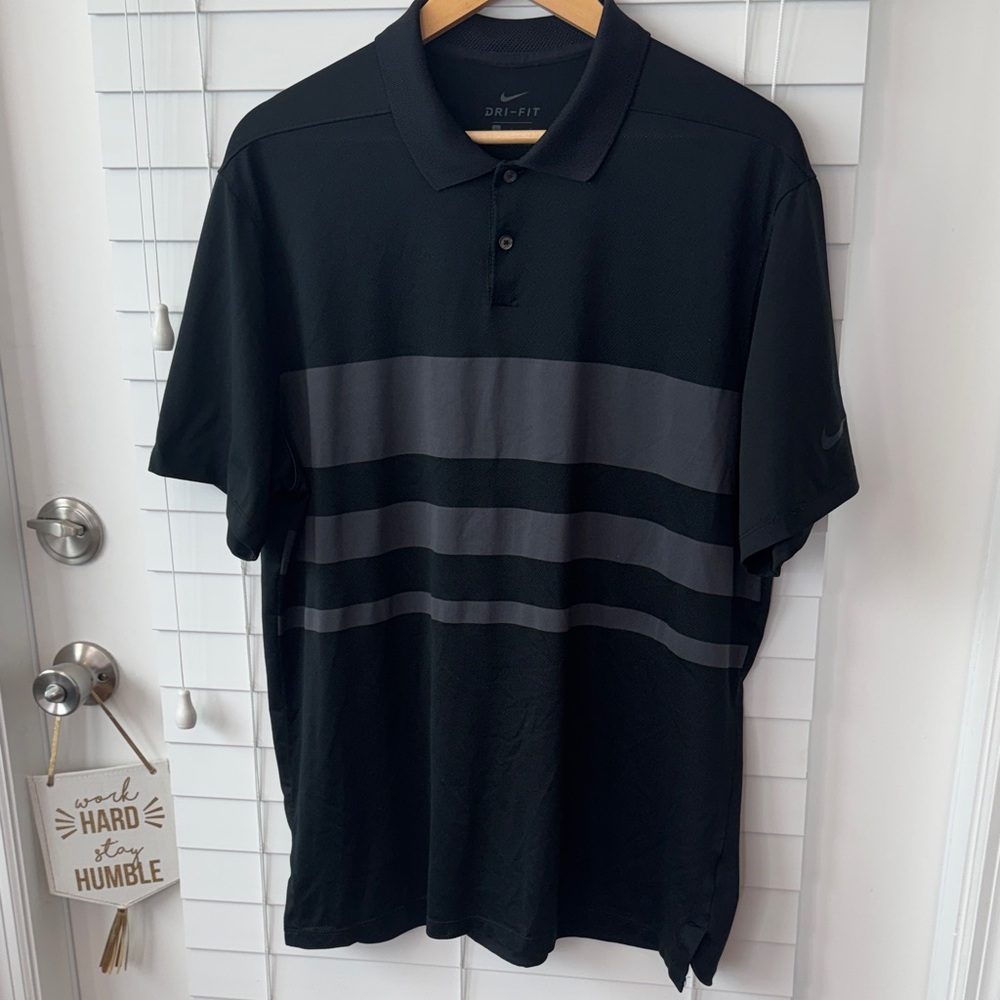 Nike DRI FIT Men's Polo Shirt in Black and Dark Gray